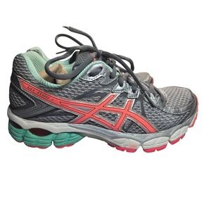 Asics Gel-Flux 2 Womens Running Shoes Silver Grey Coral T568N Size 6.5